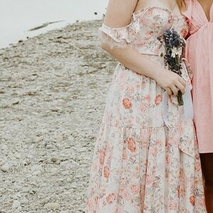 Altar'd State Floral Maxi Dress - Pink and White